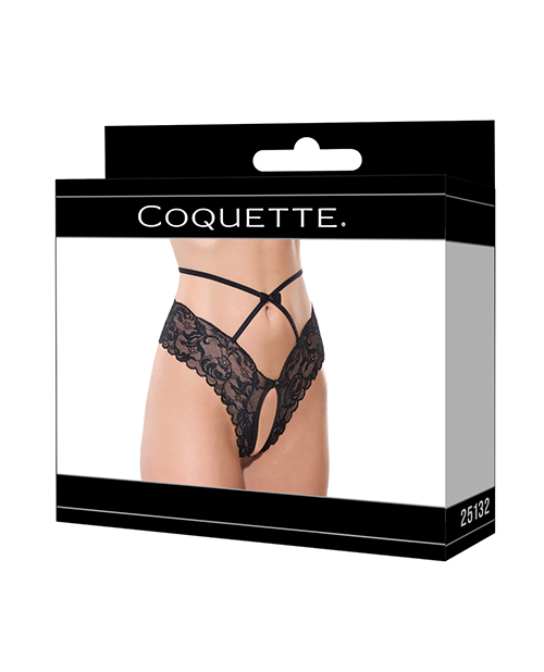 Thumbnail for Lace Hipster Panty w/Bow Detail - Black XL