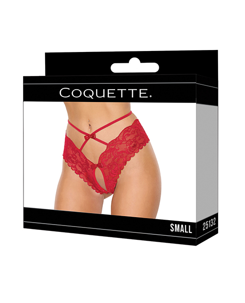 Thumbnail for Lace Hipster Panty w/Bow Detail - Red XL