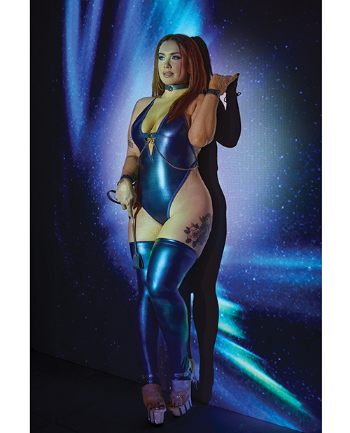 Thumbnail for Darque Midnight Wet Look Teddy - Blue QN