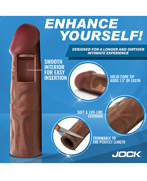 Thumbnail for Curve Toys Jock Enhancers 1.5&quot; Silicone Penis Extension Sleeve - Dark