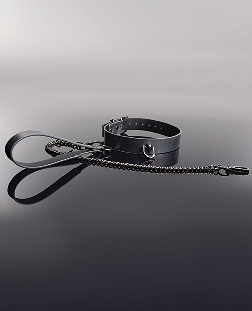 Thumbnail for Pleasure Collection Gunmetal Glam Collar & Leash w/Removable Chain