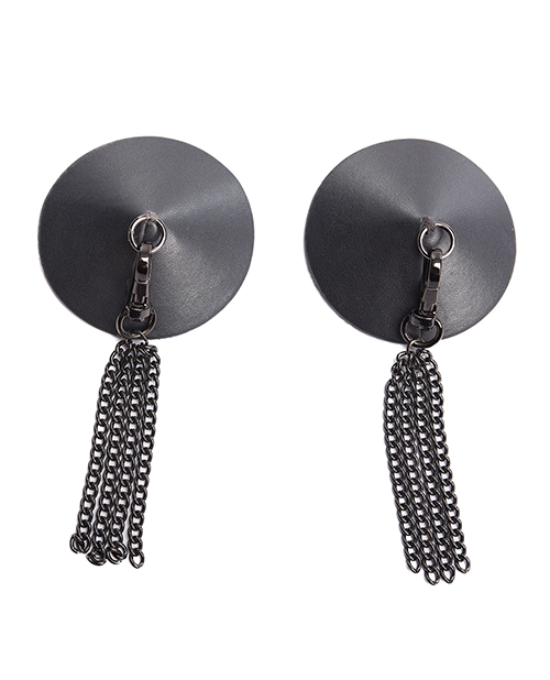 Thumbnail for Pleasure Collection Gunmetal Glam Pasties w/Removeable Chain Tassels