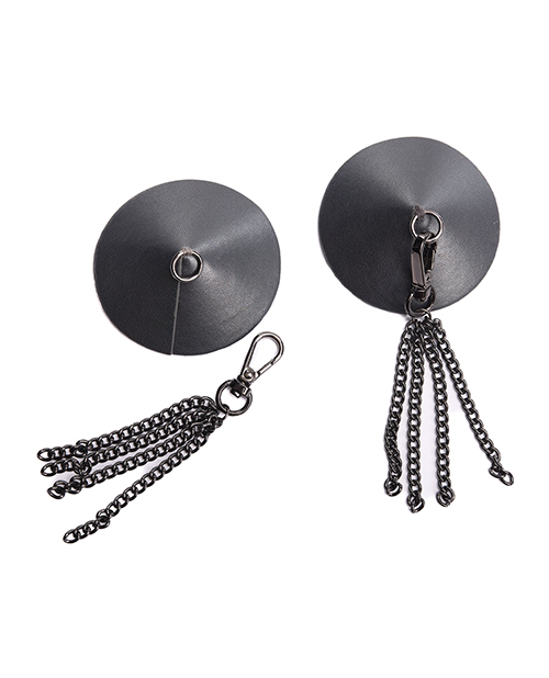 Thumbnail for Pleasure Collection Gunmetal Glam Pasties w/Removeable Chain Tassels
