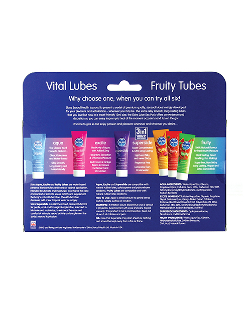 Thumbnail for Skins Vital Lubes & Fruity Tubes - 12 ml Tubes Pack of 6