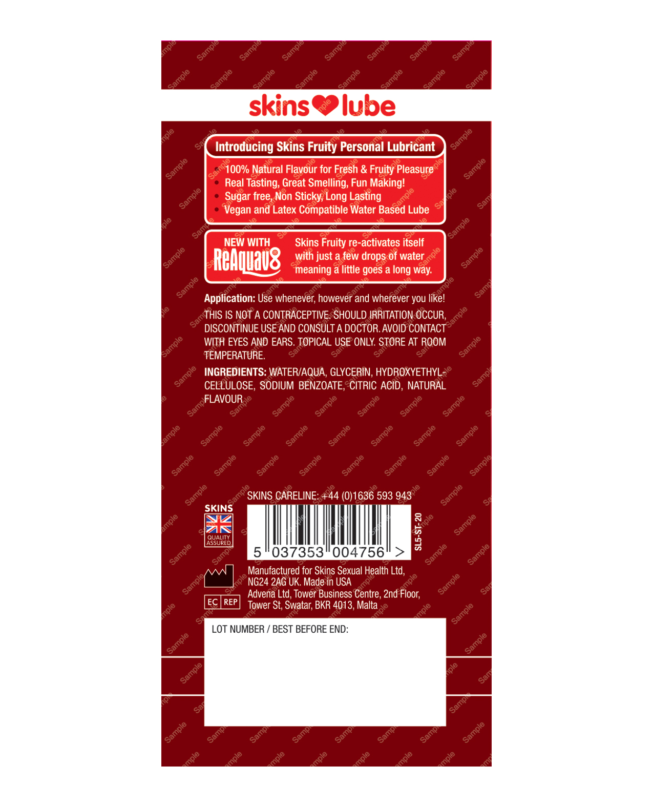 Thumbnail for Skins Water Based Lubricant - 5 ml Foil Strawberry