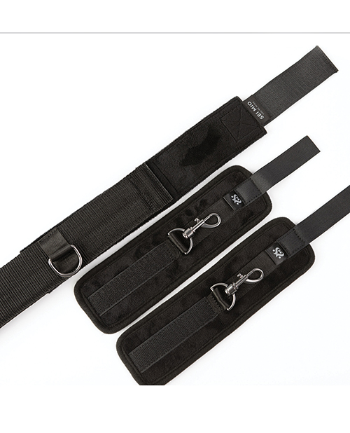 Thumbnail for Sei Mio Spread the Love Ankle Spreader Bar w/Wrist Cuffs - Black