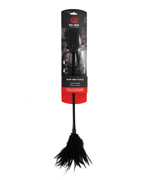 Sei Mio Slap &amp; Tickle Dual Ended Crop &amp; Tickler - Black