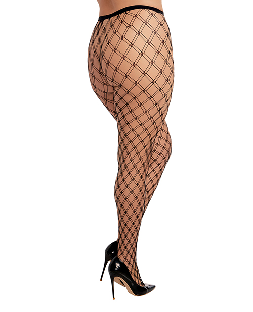Thumbnail for Double Knitted Fence Net Pantyhose - Black QN