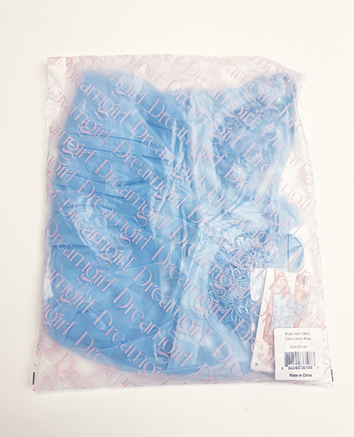 Thumbnail for Floral Embroidered Lace and Stretch Mesh Babydoll w/G-String 2 pc Set - Arctic Blue XL