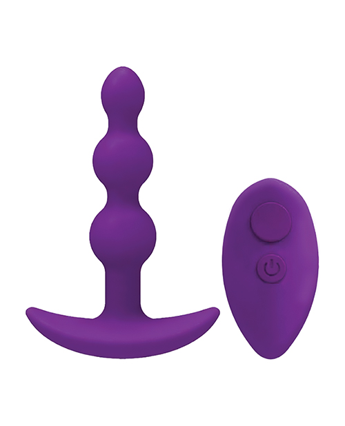 Thumbnail for A Play Beaded Rechargeable Silicone Anal Plug w/Remote - Purple
