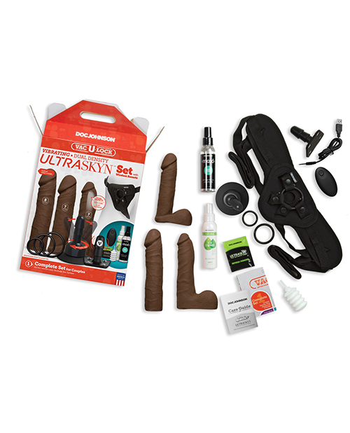 Thumbnail for Vac-U-Lock Vibrating Dual Density ULTRASKYN Set w/Wireless Remote - Chocolate