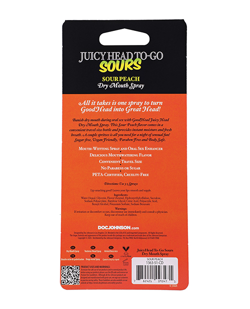 Thumbnail for GoodHead Juicy Head Dry Mouth Spray To-Go - .30 oz Sour Peach