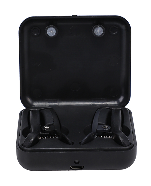 Thumbnail for Merci Vibro Grippers Rechargeable Vibrating & Wireless Nipple Clamps - Black