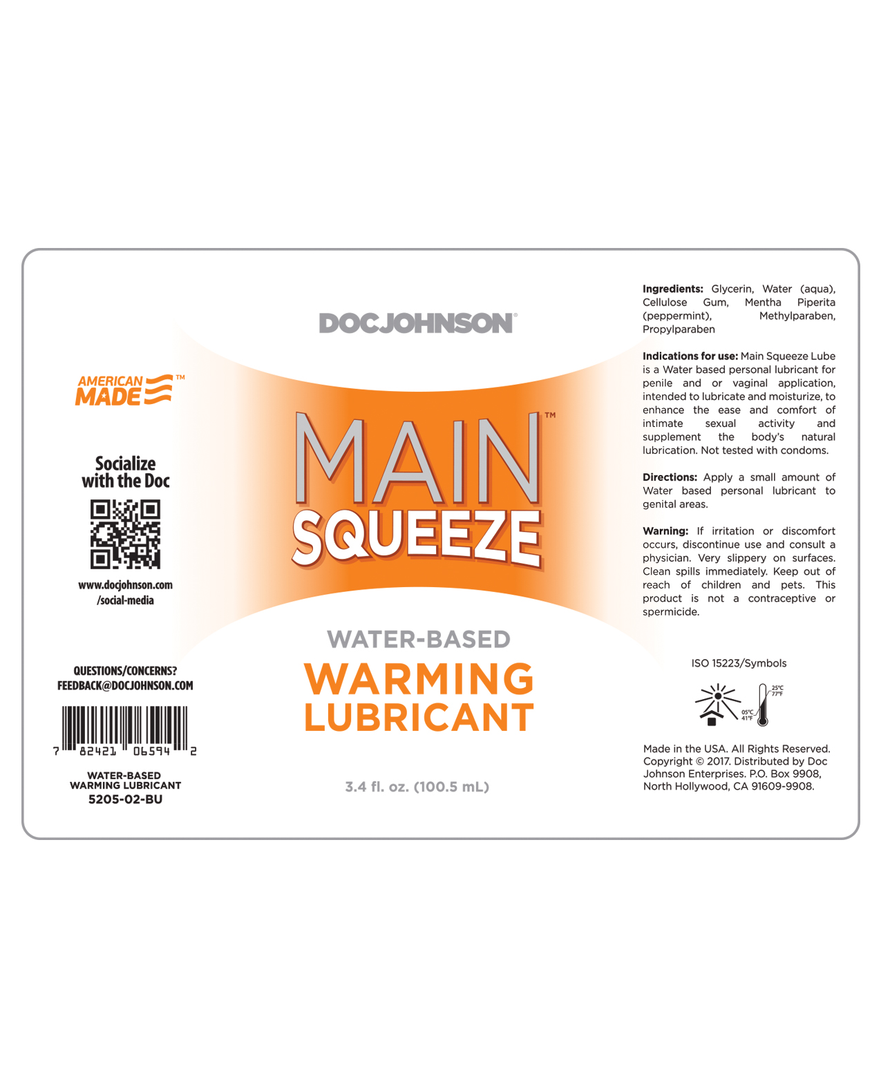 Thumbnail for Main Squeeze Warming Water-Based Lubricant - 3.4 oz