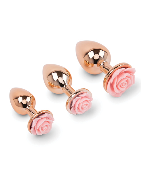 Thumbnail for Gemsations 3 pc 2.75&quot; &amp; 3.15&quot; &amp; 3.7&quot; Rose Metal Butt Plug Training Set - Rose Gold