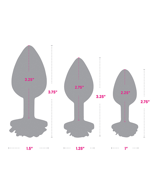 Thumbnail for Gemsations 3 pc 2.75&quot; &amp; 3.15&quot; &amp; 3.7&quot; Rose Metal Butt Plug Training Set - Rose Gold