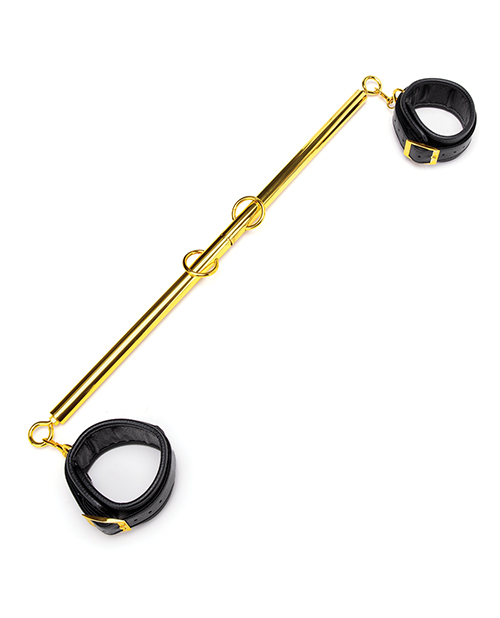 Thumbnail for Lux Fetish Solid Gold Expandable Spreader Bar Set w/Detachable Leatherette Cuffs
