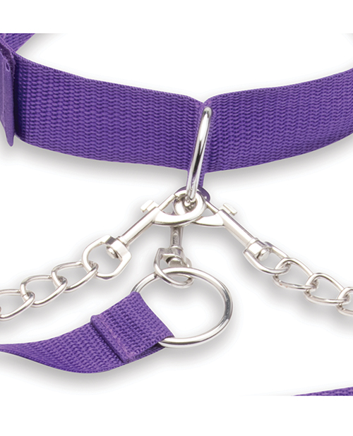 Thumbnail for Lux Fetish Collar Cuffs &amp; Leash Set - Removable Purple