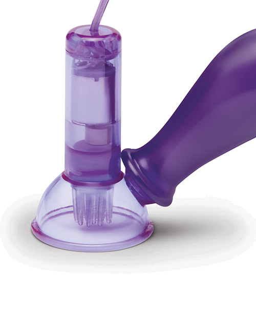 Thumbnail for Lux Fetish Vibrating Nipple Suckers w/Wired Remote Control - Purple