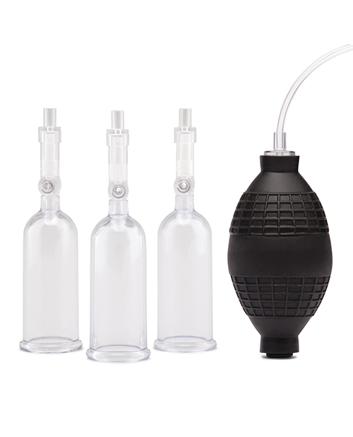 Thumbnail for Lux Fetish Nipple Suckers w/Clitoral Pump - Clear/Black