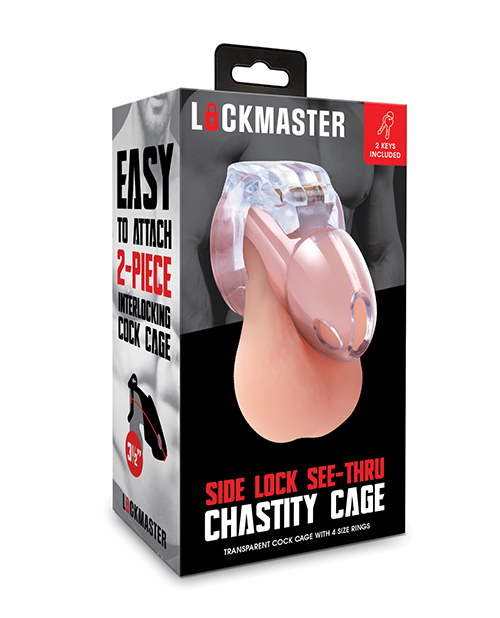 Lockmaster 3.5&quot; Side Lock See Thru Chastity Cage - Clear