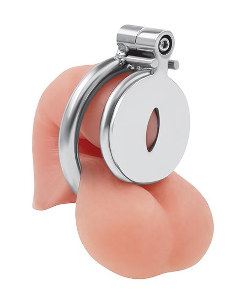 Thumbnail for Lockmaster Stainless Steel Inverted Chastity Cage w/Cats Eye - Silver