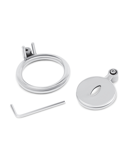 Thumbnail for Lockmaster Stainless Steel Inverted Chastity Cage w/Cats Eye - Silver