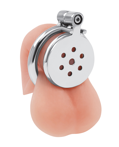 Thumbnail for Lockmaster Stainless Steel Flat Inverted Chastity Cage - Silver