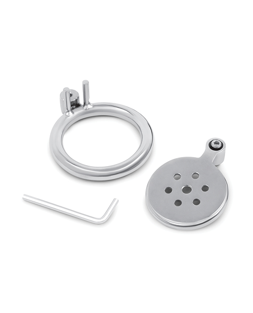 Thumbnail for Lockmaster Stainless Steel Flat Inverted Chastity Cage - Silver