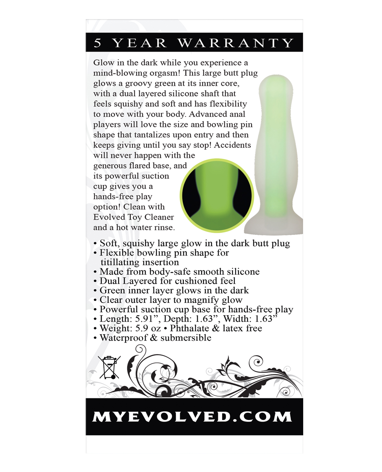 Thumbnail for Evolved Luminous Anal Plug Large - Green