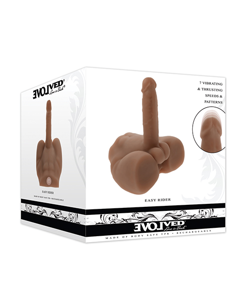 NO ETA Evolved Easy Rider Thrusting &amp; Vibrating Life-Like Dildo - Dark