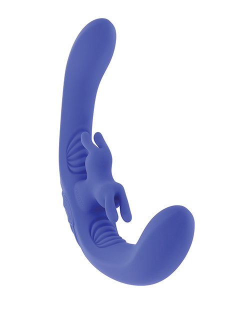 Thumbnail for Evolved Lovebirds Curved Dual-Ended Rabbit Vibe w/Remote Control - Blue