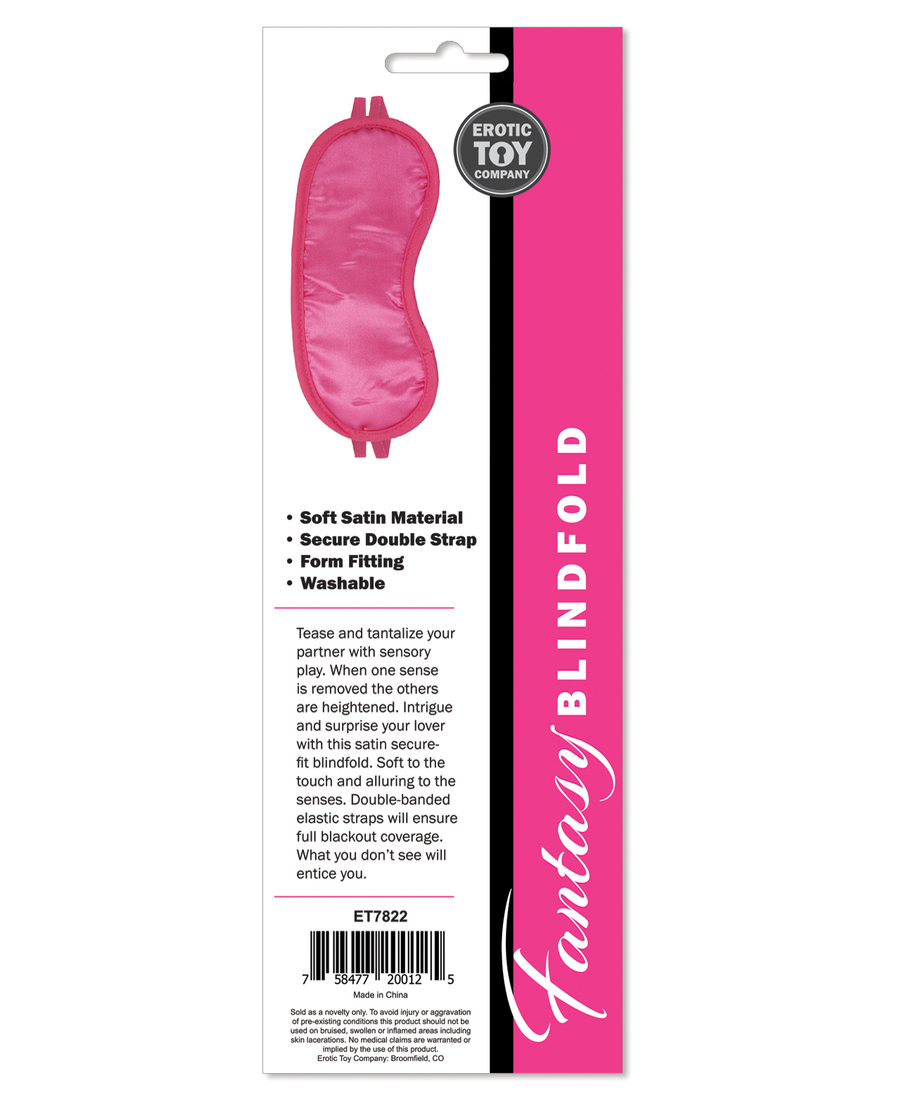 Thumbnail for Erotic Toy Company Satin Fantasy Blindfold - Pink