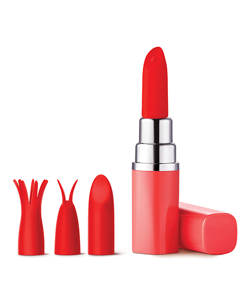 Thumbnail for Luv Inc. Lipstick Vibrator w/4 Heads - Coral