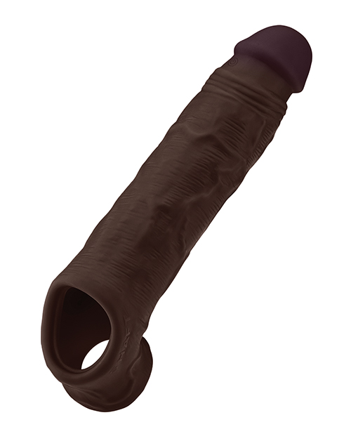 Shaft Flexskin Liquid Silicone 8.8&quot; Vibrating Sheath - Mahogany