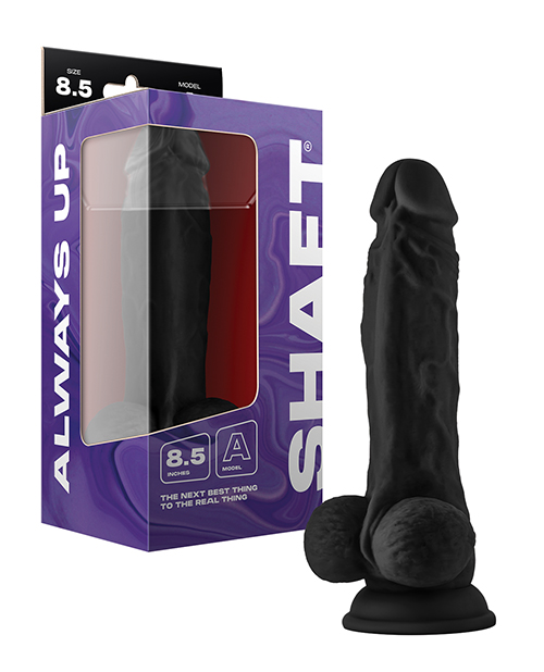 Shaft Model A Flexskin Liquid Silicone 8.5&quot; Dong w/Balls - Black