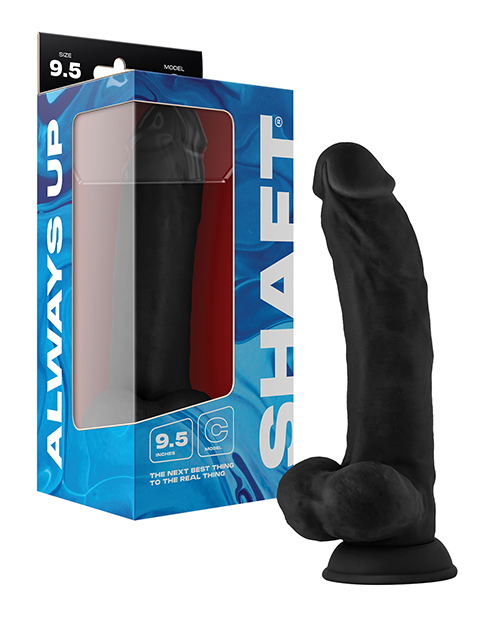 Shaft Model C Flexskin Liquid Silicone 9.5&quot; Curved Dong w/Balls - Black