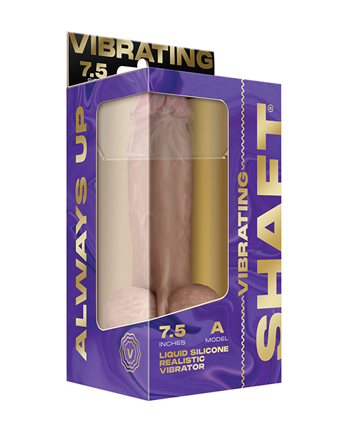 Thumbnail for Shaft Flexskin Liquid Silicone 7.5&quot; Vibrating Dong w/Balls - Pine