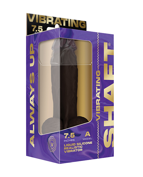 Thumbnail for Shaft Flexskin Liquid Silicone 7.5&quot; Vibrating Dong w/Balls - Mahogany