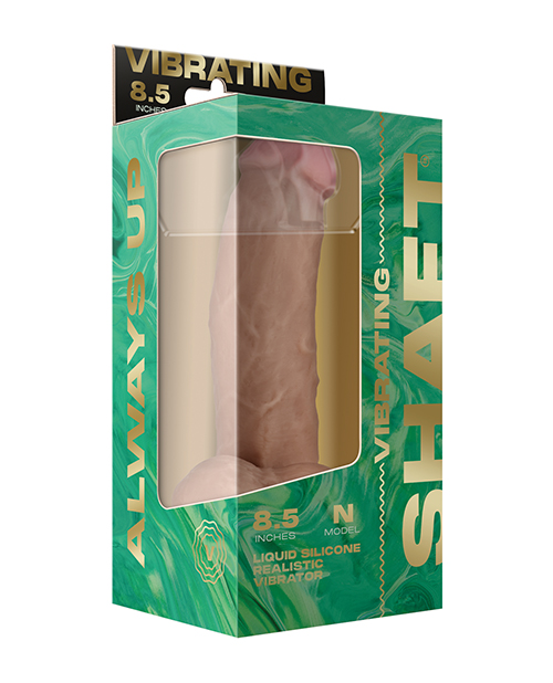 Thumbnail for Shaft Flexskin Liquid Silicone 8.5&quot; Vibrating Side Curve Dong w/Balls - Pine
