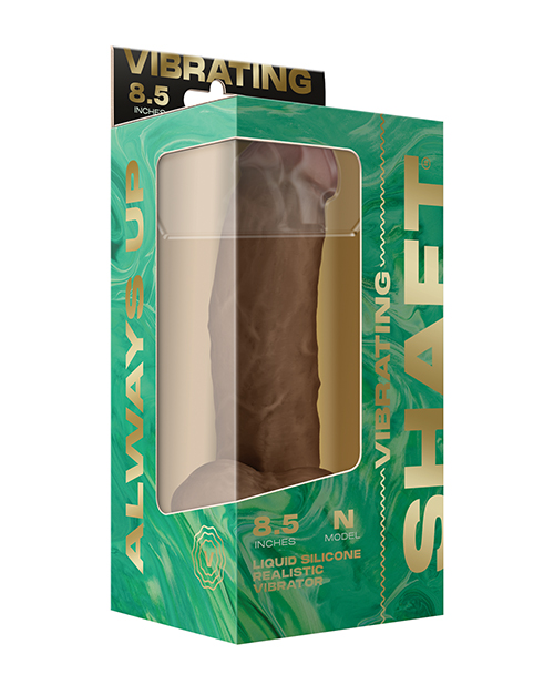 Thumbnail for Shaft Flexskin Liquid Silicone 8.5&quot; Vibrating Side Curve Dong w/Balls - Oak