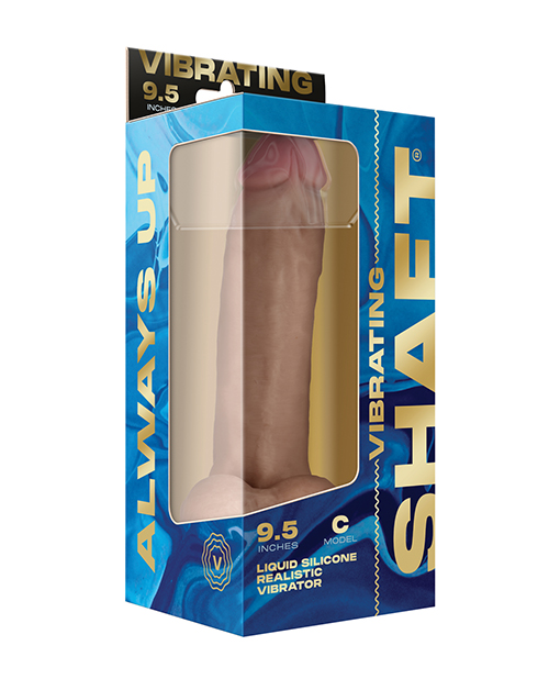 Thumbnail for Shaft Flexskin Liquid Silicone 9.5&quot; Vibrating Curved Dong w/Balls - Pine