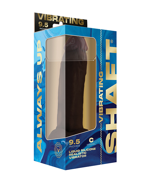 Thumbnail for Shaft Flexskin Liquid Silicone 9.5&quot; Vibrating Curved Dong w/Balls - Mahogany