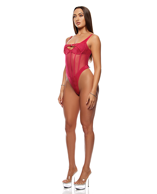 Thumbnail for Layers To This Mesh and Knit Teddy - Pink XL