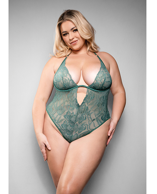 Temptress Aerin Lace Teddy w/Removable Chain - Green 3X/4X