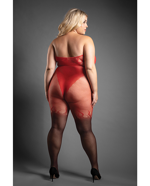 Thumbnail for Sheer Eternal Flame Halter Open Crotch Bodystocking - Red/Black QN