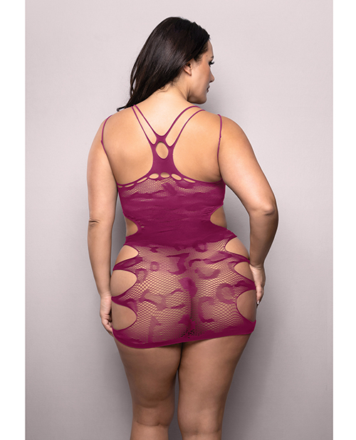 Thumbnail for Vixen For The Thrill Leopard Knit Cut Out Dress - Magenta QN