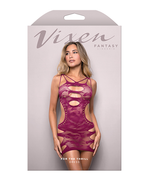Thumbnail for Vixen For The Thrill Leopard Knit Cut Out Dress - Magenta O/S