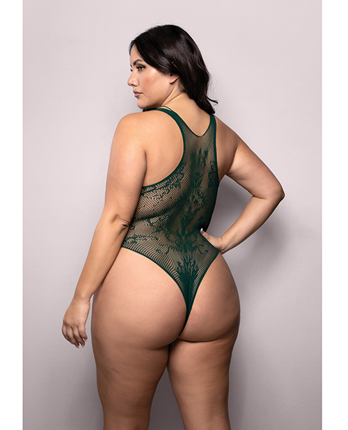 Thumbnail for Vixen Enemies To Lovers Seamless Lace Teddy - Green QN
