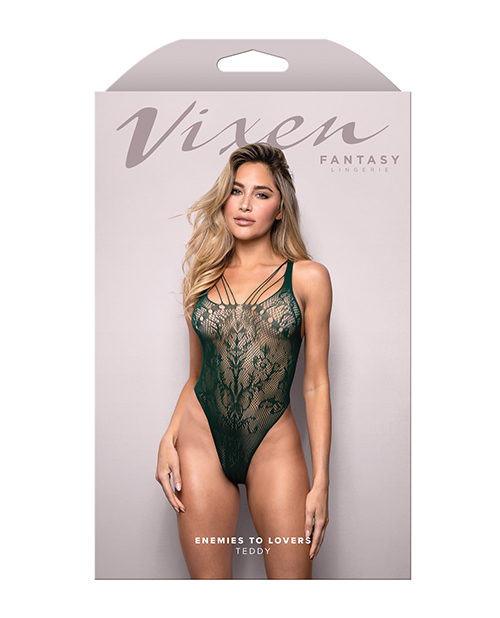 Thumbnail for Vixen Enemies To Lovers Seamless Lace Teddy - Green O/S